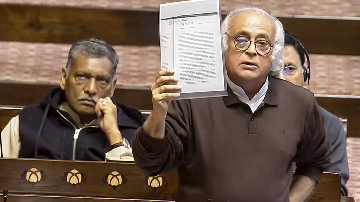 Congress leader Jairam Ramesh speaks in Rajya Sabha during the Winter Session of Parliament.