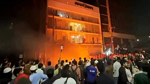 Protesters vandalise the offices of Bangladesh daily Prothom Alo during unrest in Dhaka.