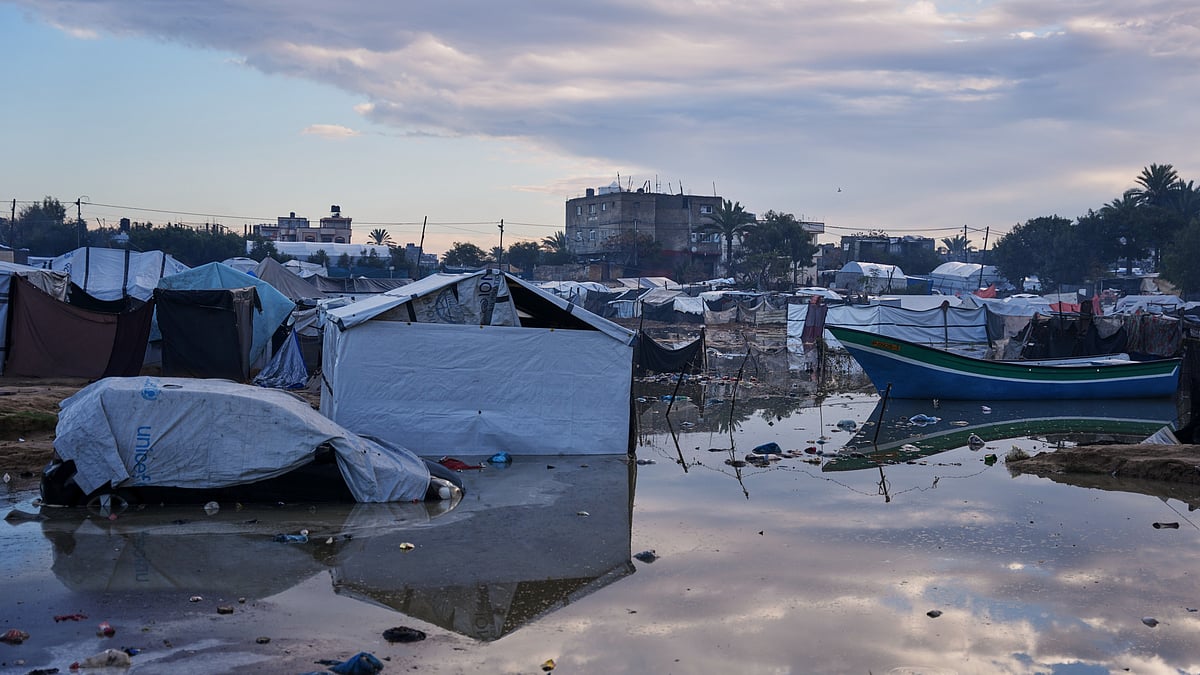 A makeshift camp for displaced Palestinians in Gaza Strip.