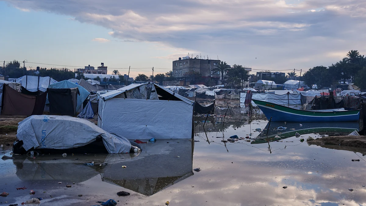 A makeshift camp for displaced Palestinians in Gaza Strip.
