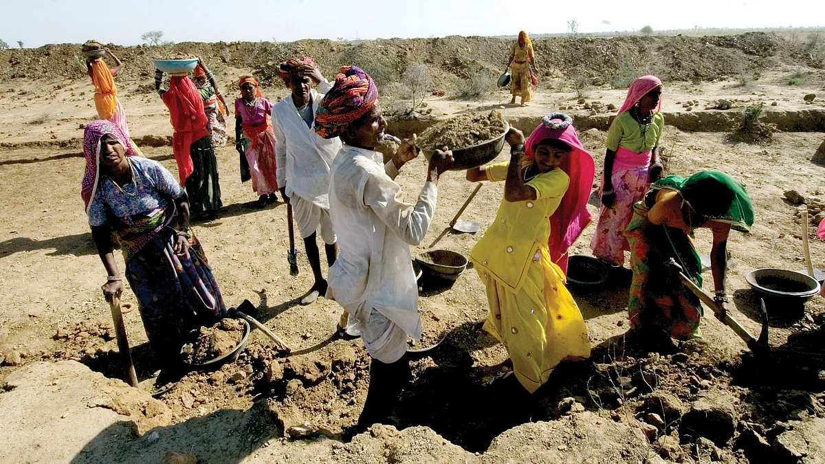 At a MNREGA work site in Nayagaon, Jaipur.