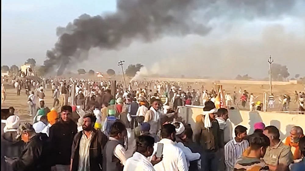 The farmer protest in Tibbi tehsil in Rajasthan’s Hanumangarh district, 10 December 2025.