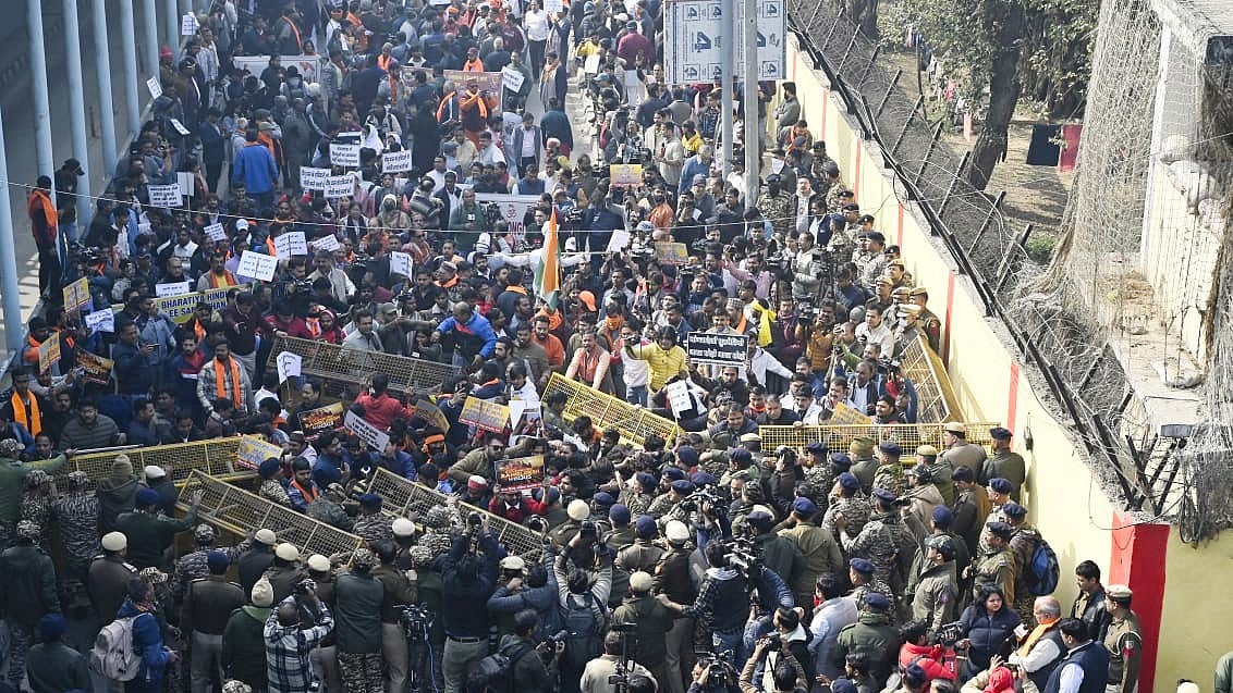 A view of the protest march in Delhi
