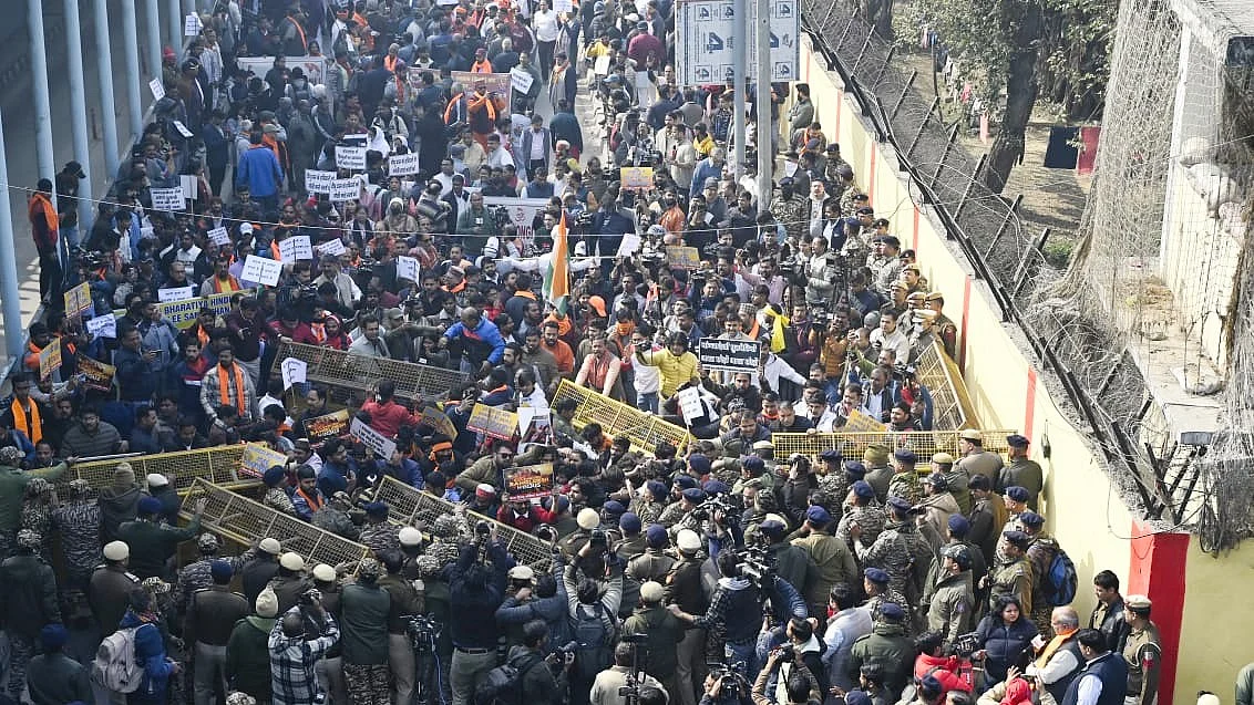 A view of the protest march in Delhi