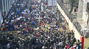 A view of the protest march in Delhi
