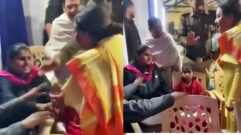 Video shows the right wing activist arguing with a visually impaired woman seated inside the church.