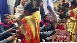 Video shows the right wing activist arguing with a visually impaired woman seated inside the church.