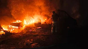 The aftermath of a Russian strike