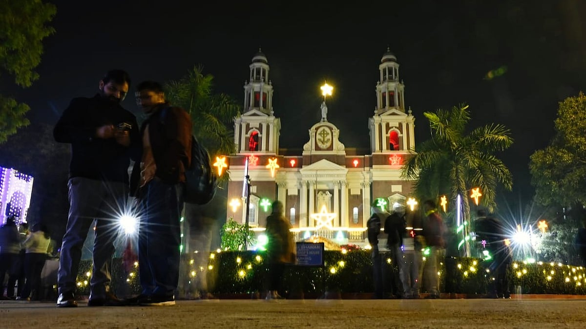 Sacred Heart Cathedral Church in New Delhi on Christmas eve