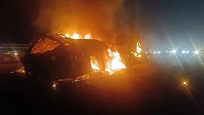 The private bus which caught fire