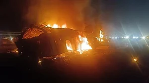 The private bus which caught fire