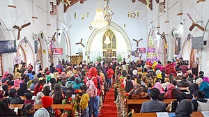 File photo of Christian devotees attending mass at a church in Amritsar