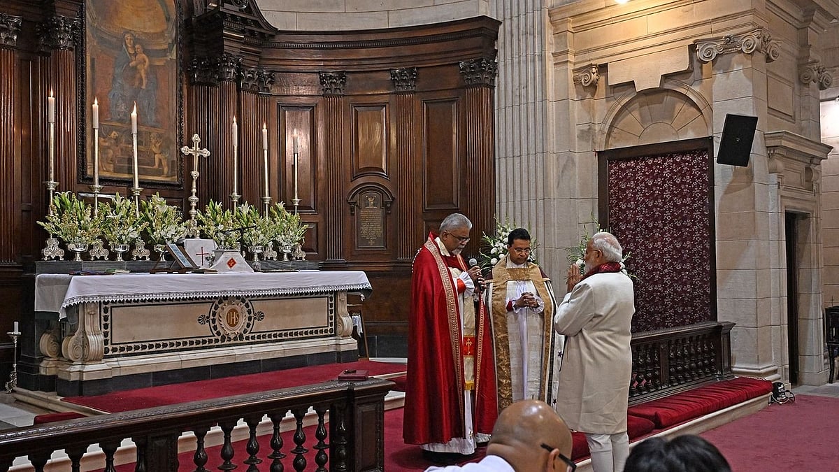 Prime Minister Narendra Modi at a cathedral in Delhi
