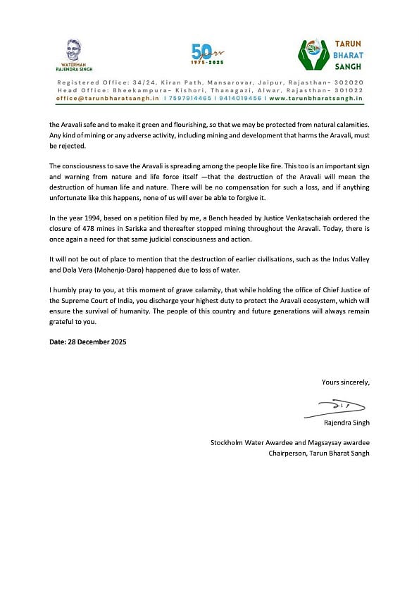 'Waterman of India' Rajendra Singh takes Aravalli row to Supreme Court