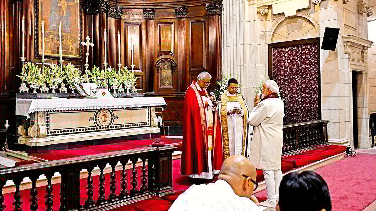 PM Narendra Modi joins a Christmas service