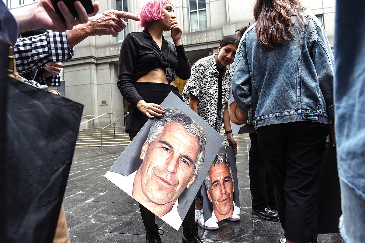 Protest group ‘Hot Mess’ in front of the federal courthouse in New York City, July 2019