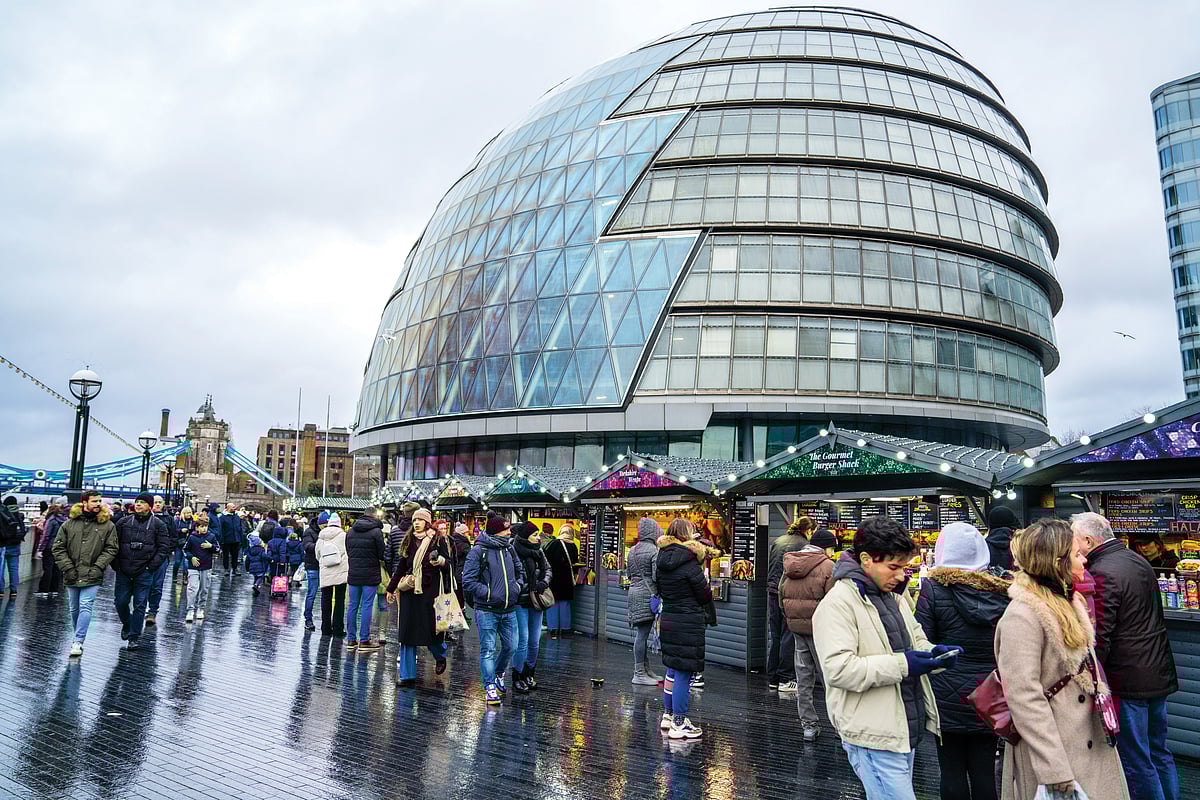 Tourist fascination for the West has endured: a Christmas market near City Hall, London
