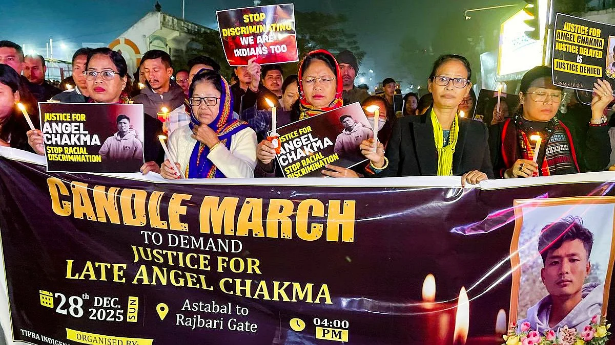A candle march in Agartala in memory of Angel Chakma
