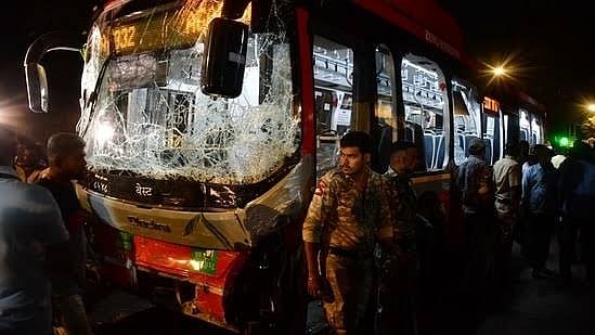 The damaged BEST bus at the accident site in Mumbai’s Bhandup.