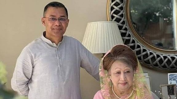 The late Khalida Zia with her son 