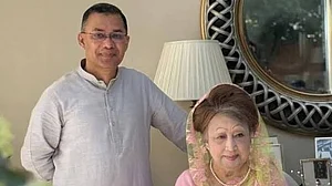 The late Khalida Zia with her son