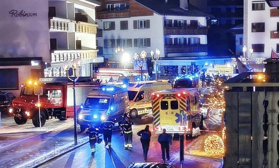 Videos shared on social media showed the bar engulfed in flames.