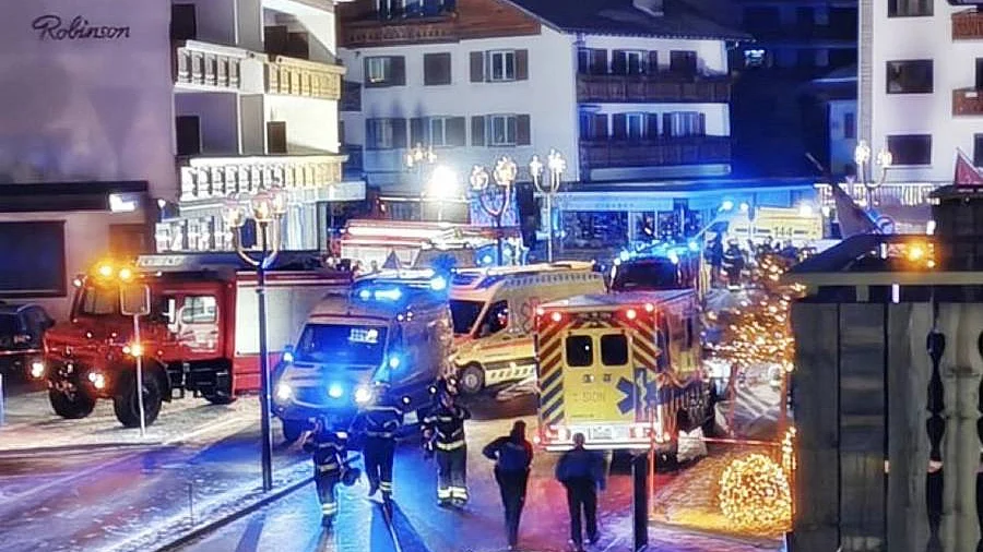 Videos shared on social media showed the bar engulfed in flames.