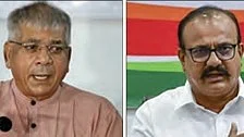 (Left) Vanchit Bahujan Aghadi’s Prakash Ambedkar;  
Maharashtra Congress chief Harshavardhan Sapkal