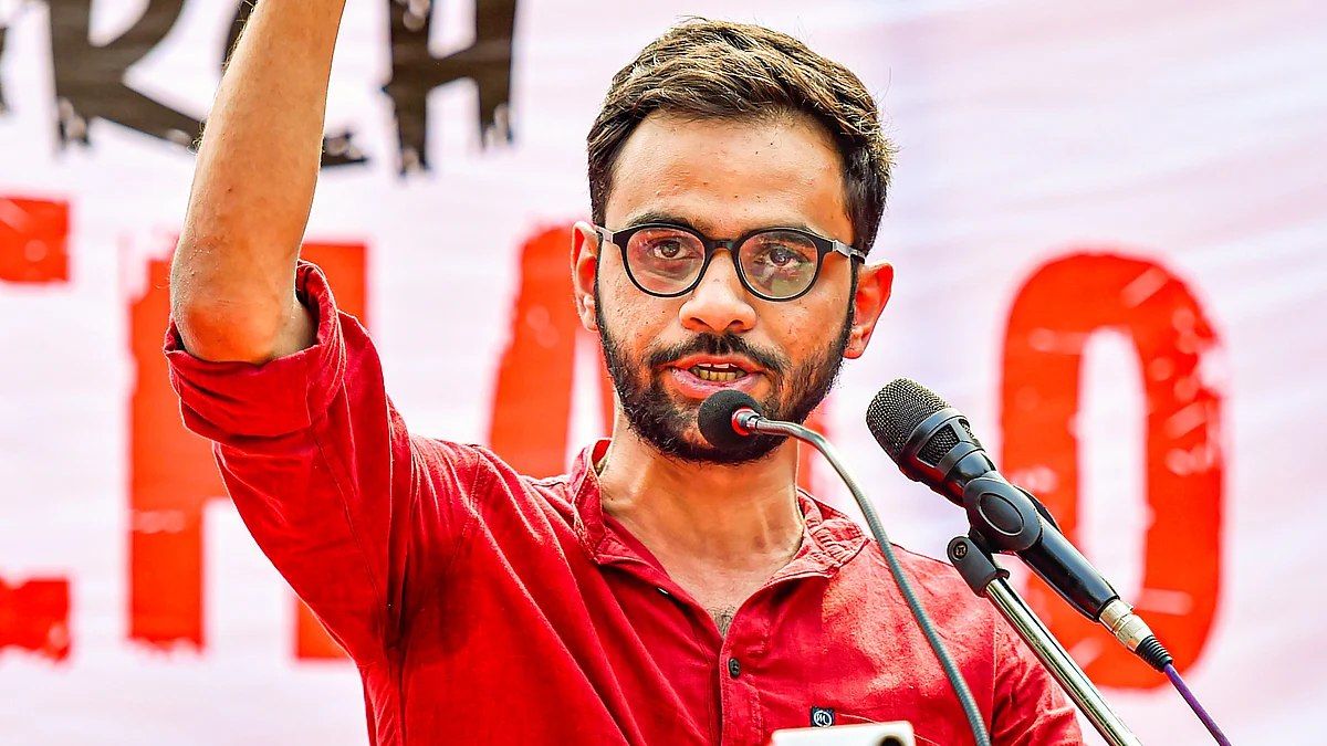 Umar Khalid speaks at New Delhi's Jantar Mantar in this file image from March 2020