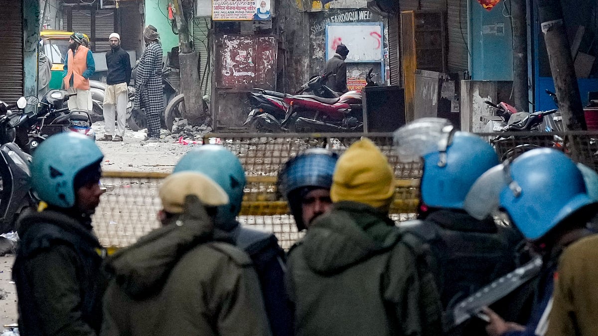 Heavy security at Turkman Gate in central Delhi