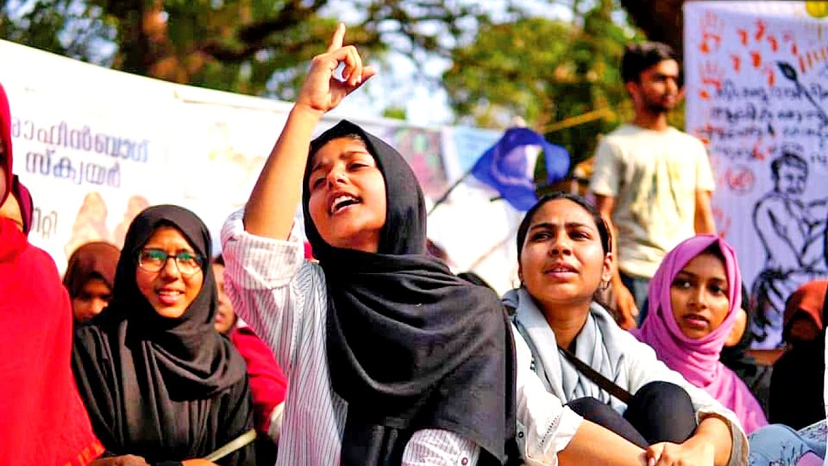 Afreen Fatima at a protest