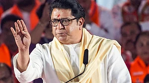 Raj Thackeray at a Shiv Sena (UBT)-MNS joint rally ahead of the BMC election, in Mumbai, 11 Jan
