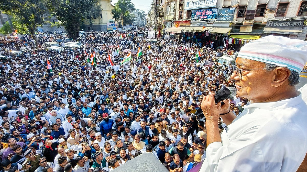 Congress leader and former MP CM Digvijaya Singh addresses a protest rally in Indore, 11 Jan