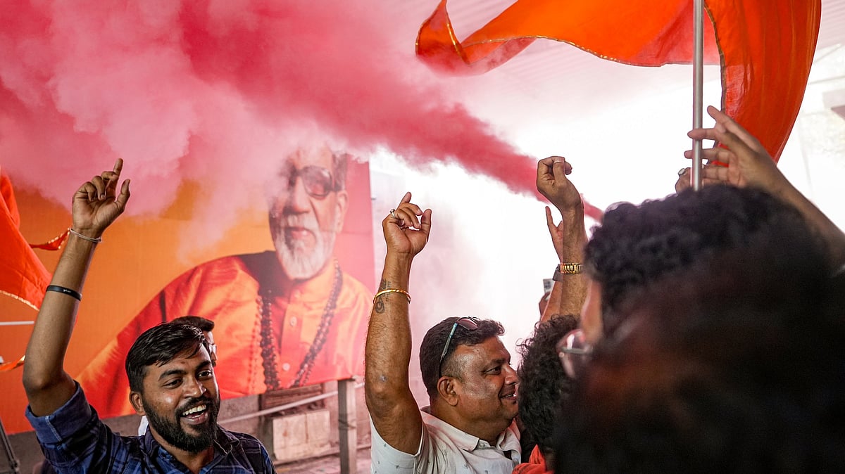 Shiv Sena (UBT) workers celebrate civic polls results