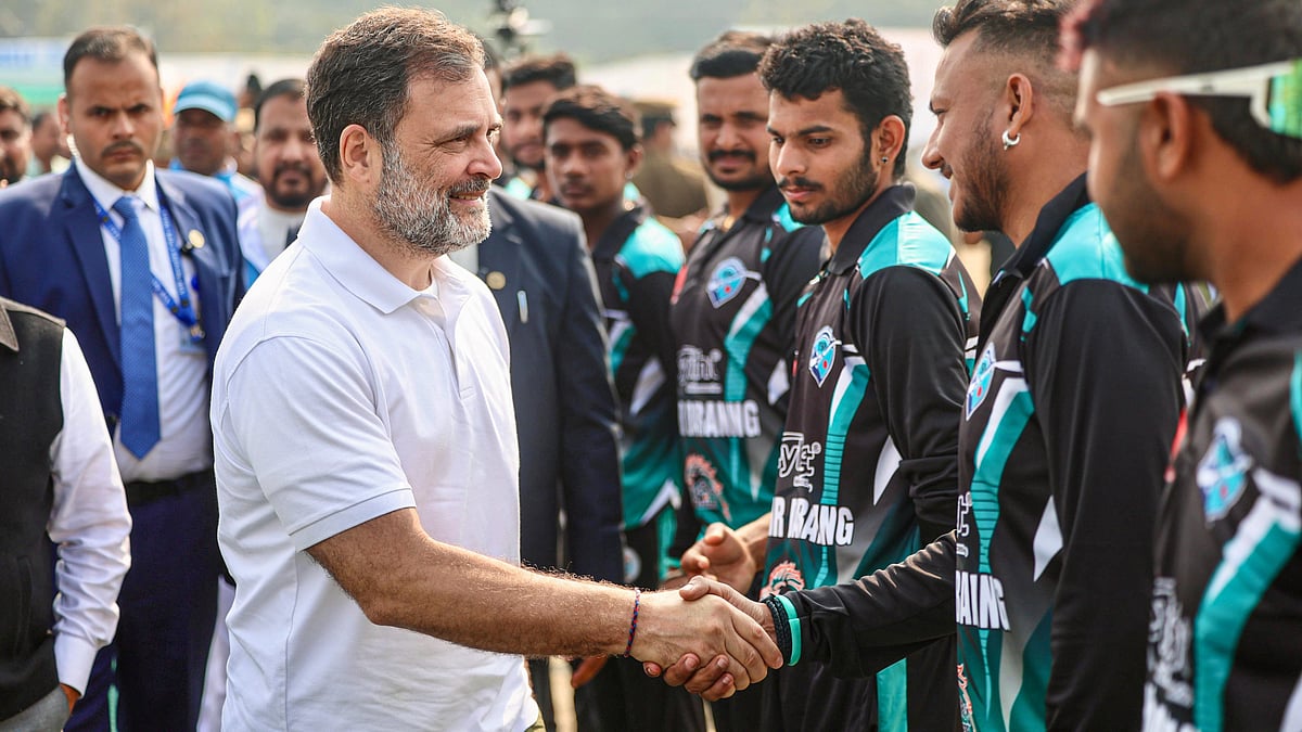 Rahul Gandhi at the inauguration of the Raebareli Premier League T-20 tournament.