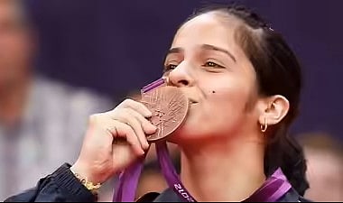 Saina Nehwal with her London Olympics bronze in 2012