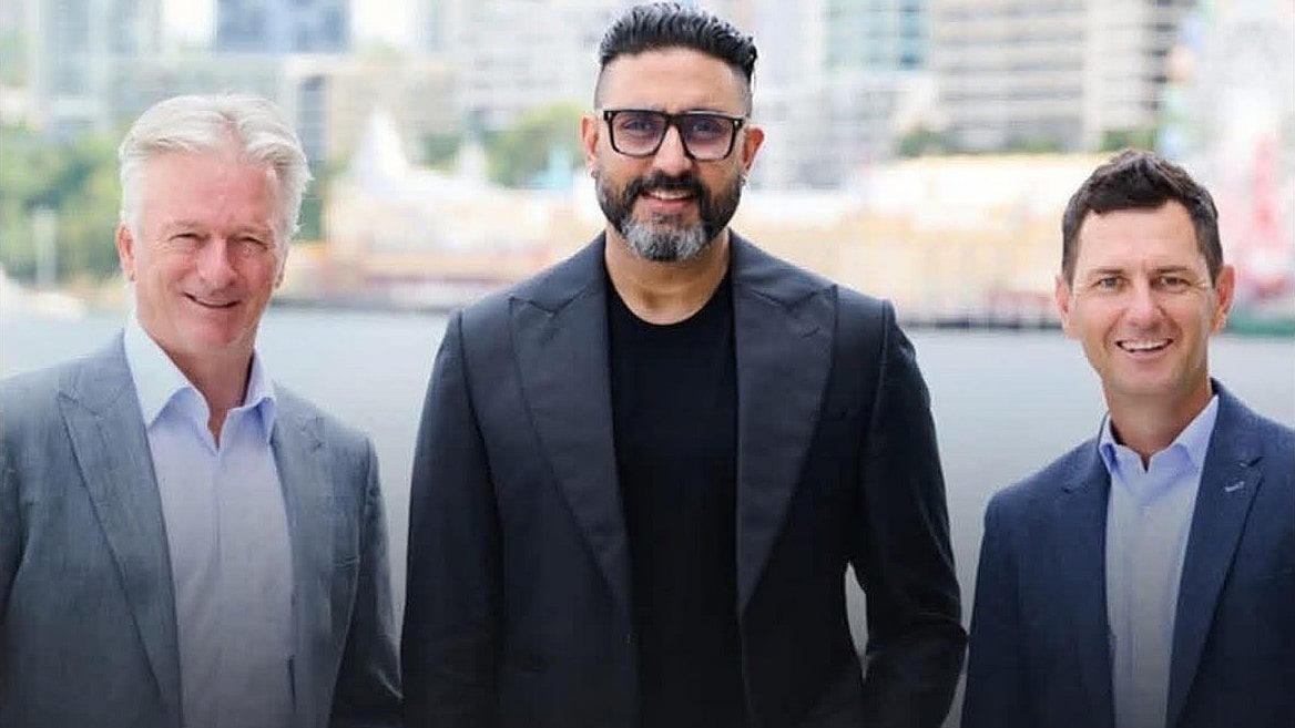 Abhishek Bachchan with Steve Waugh during the league's launch  in Sydney.