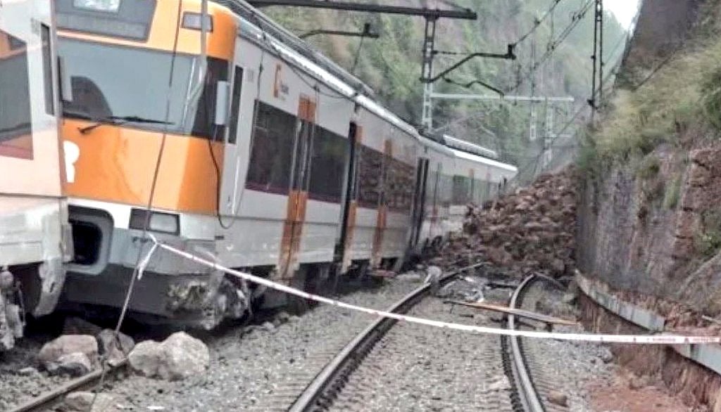The train derailment site near Barcelona 