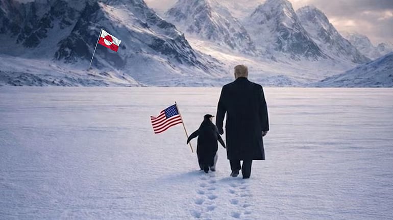 The viral penguin meme with Trump