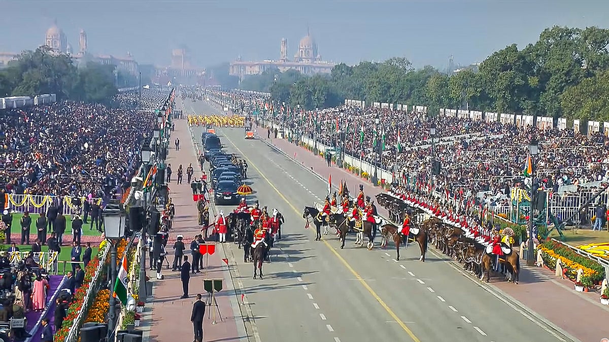 The 77th Republic Parade at Kartavya Path in New Delhi.