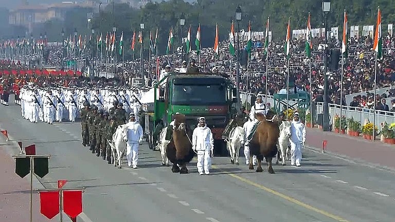 Bactrian camels marching down Kartavya Path