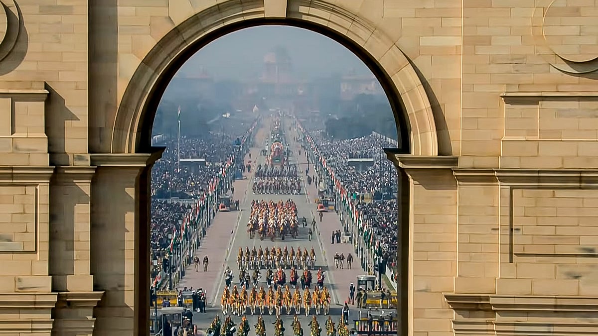 The 77th Republic Day parade at Kartavya Path in New Delhi.
