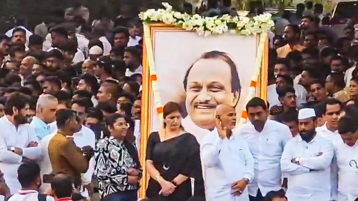 People gather to pay their last respects to Ajit Pawar in Pune, 28 Jan