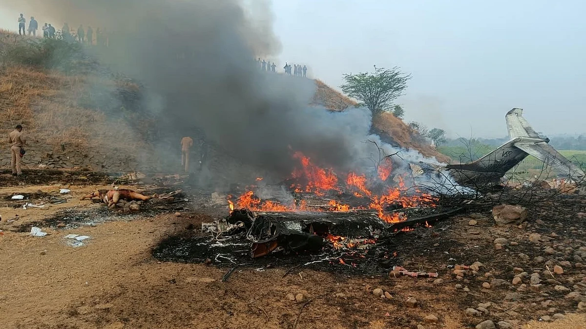 First visuals emerge from Baramati crash site.