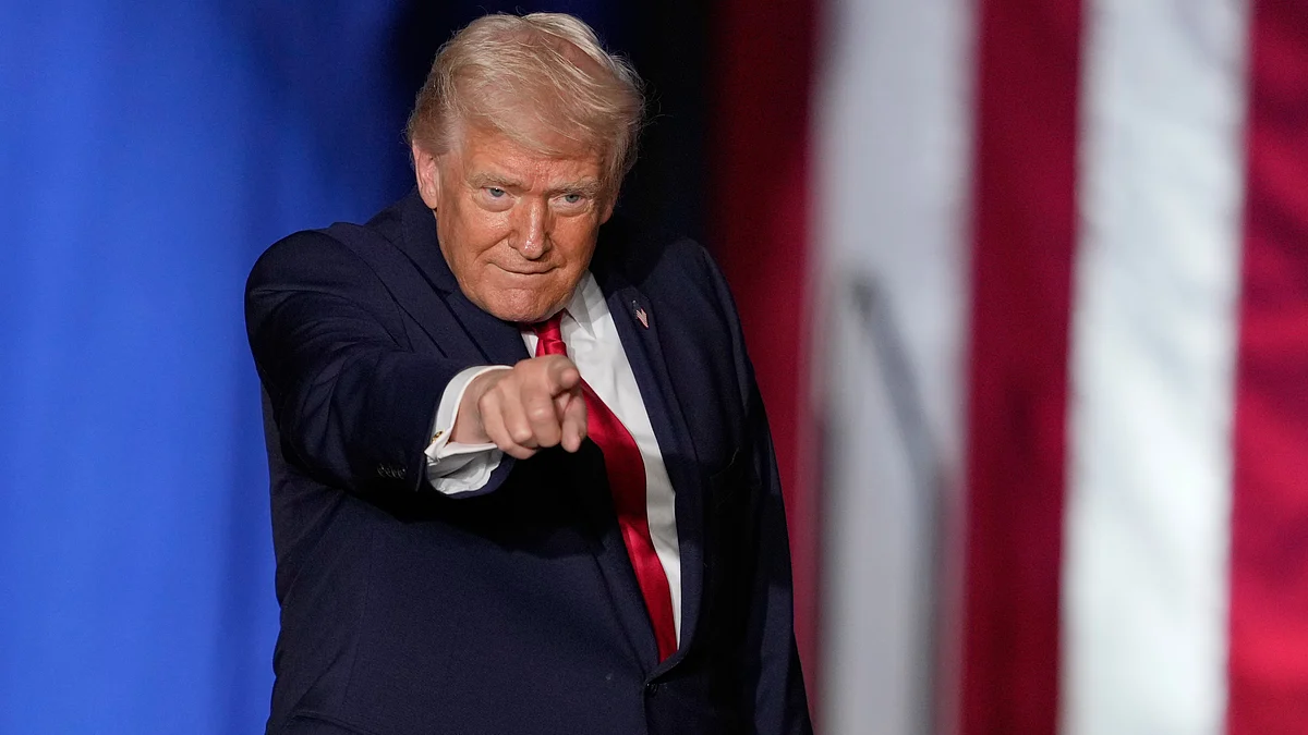 US President Donald Trump during a rally in Clive, Iowa.