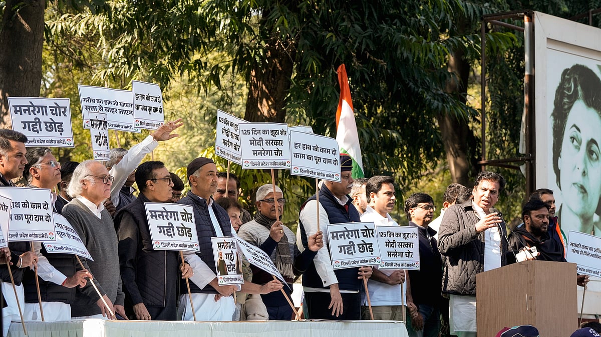 Congress leaders protest in New Delhi on 30 January.