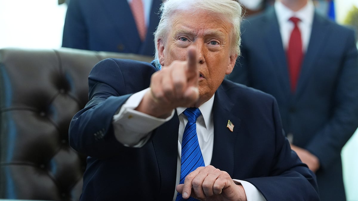 Donald Trump speaks during an event at White House.