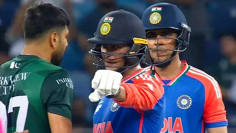 A heated exchange between Abhishek Sharma and Haris Rauf during last Asia Cup in Dubai