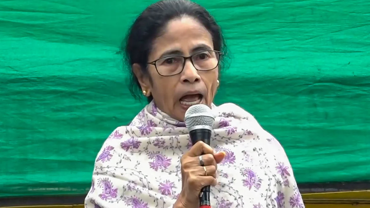 Mamata Banerjee speaks to the media in New Delhi.