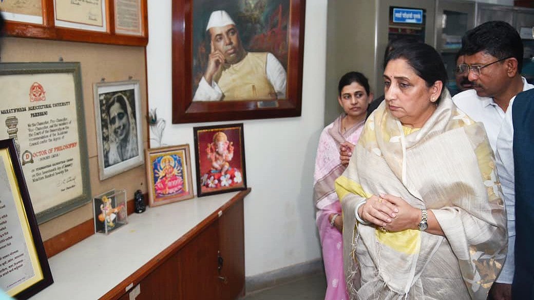 Sunetra Pawar at the Yashwantrao Chavan Memorial after being sworn in as deputy CM